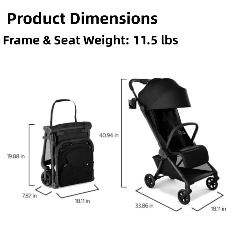 11.5 lbs Lightweight Travel Stroller | One-Second Auto Fold | Airplane Carry-On Compatible | Full Recline | JPMA Certified