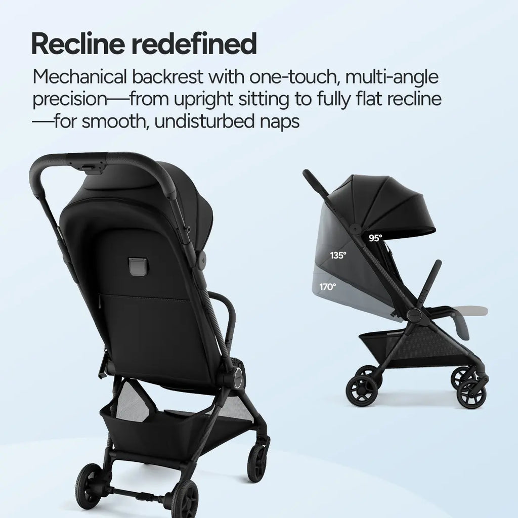 11.5 lbs Lightweight Travel Stroller | One-Second Auto Fold | Airplane Carry-On Compatible | Full Recline | JPMA Certified